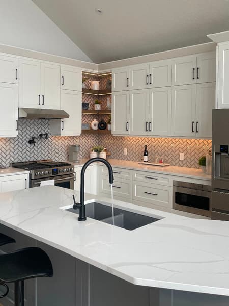 Kitchen island sink and faucet